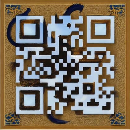 Artistic QR code styled as a golden dragon