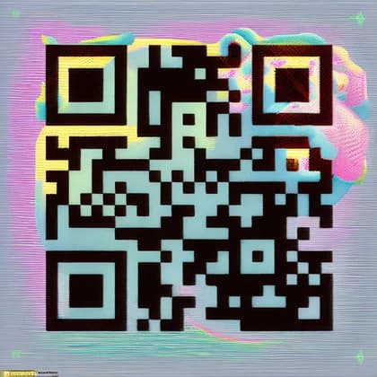 Artistic QR code with a pastel glitch effect